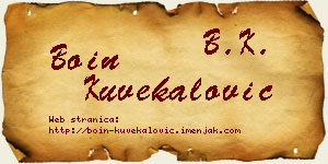 Boin Kuvekalović vizit kartica